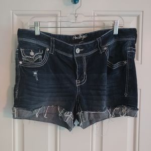 Amethyst dark distressed denim cut off shorts 14